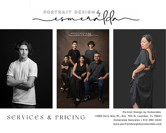 2025 Portrait Design by Esmeralda price list